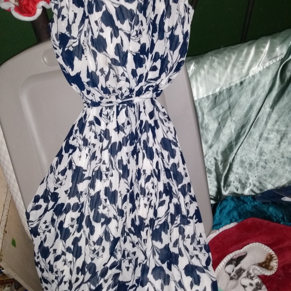 A New Day Blue and white flower dress-size M